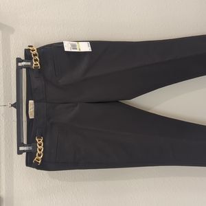 Michael Kors slim fit black pants with front chain detail